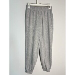 Lazypants Heather Gray Fleece Lined Jogger Sweatpants XS High Rise Classic Logo